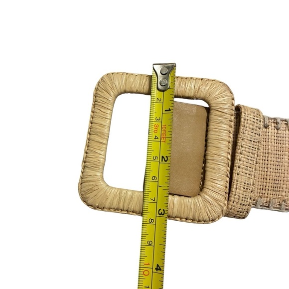 Elie Tahari Woven Wide Belt Beige